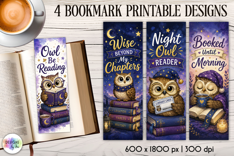 Owl Reading Bookmarks, Cozy Night Reader Bookmark Printables