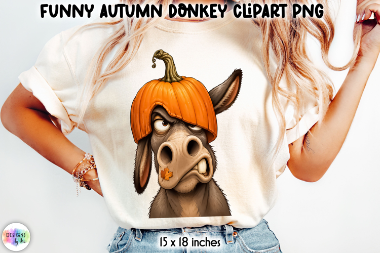Funny Donkey Wearing Pumpkin Hat Halloween PNG