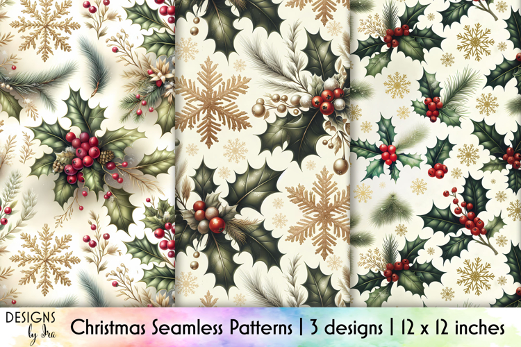 Christmas Seamless Patterns, Holiday Digital Paper