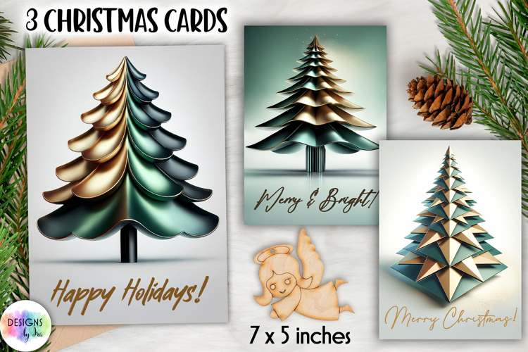 Christmas Tree Greeting Cards, Abstract Christmas Tree Print
