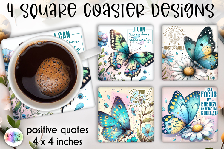 Spring Floral Coaster Sublimation, Positive Quotes Coasters