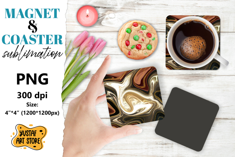 Abstract magnet/coaster sublimation. Fluid art sublimation