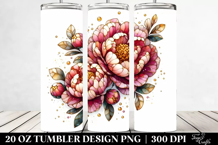 Detailed Wooden Peonies | 20 Oz Tumbler
