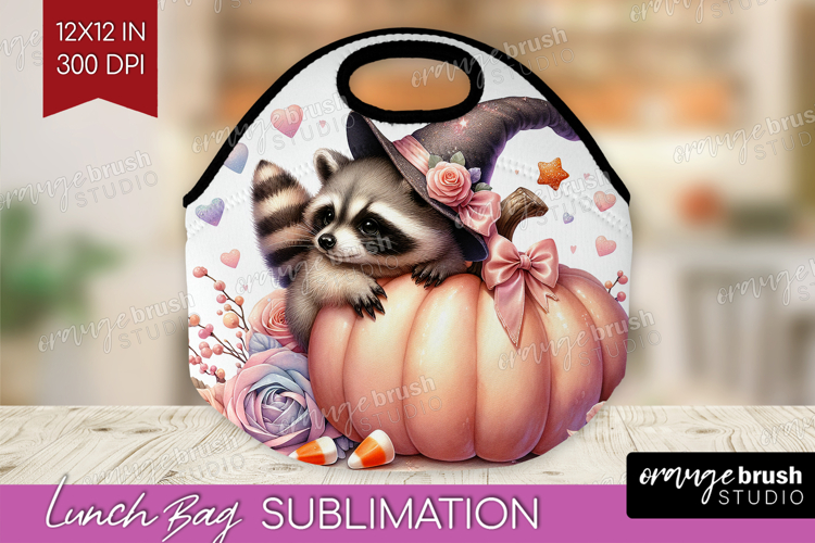 Raccoon Halloween Lunch Bag Coquette Lunch Bug PNG