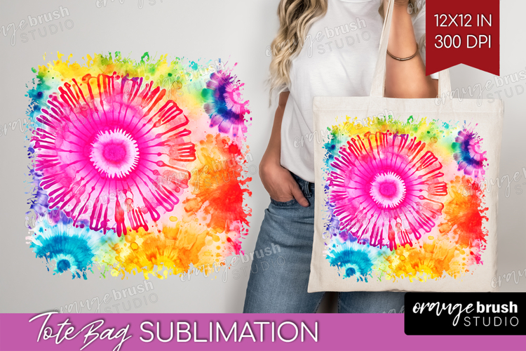 Tie Dye Tote Bag - Rainbow Tote Bag PNG Sublimation