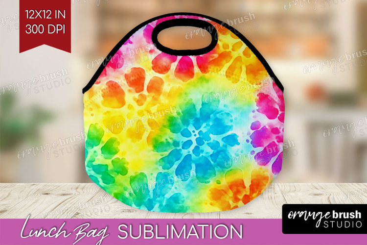 Tie Dye Lunch Bag - Rainbow Lunch Bug PNG Sublimation