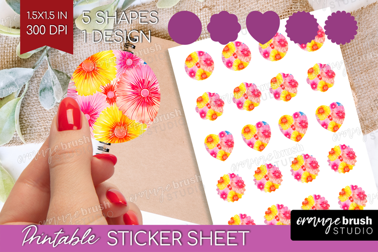 Tie Dye Round Sticker - Rainbow Printable Sticker Sheet