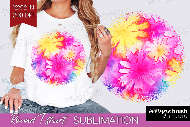 Tie Dye Round Tshirt Background - Rainbow PNG Sublimation