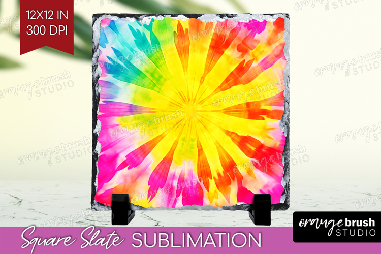 Tie Dye Slate PNG - Rainbow Square Slate Sublimation