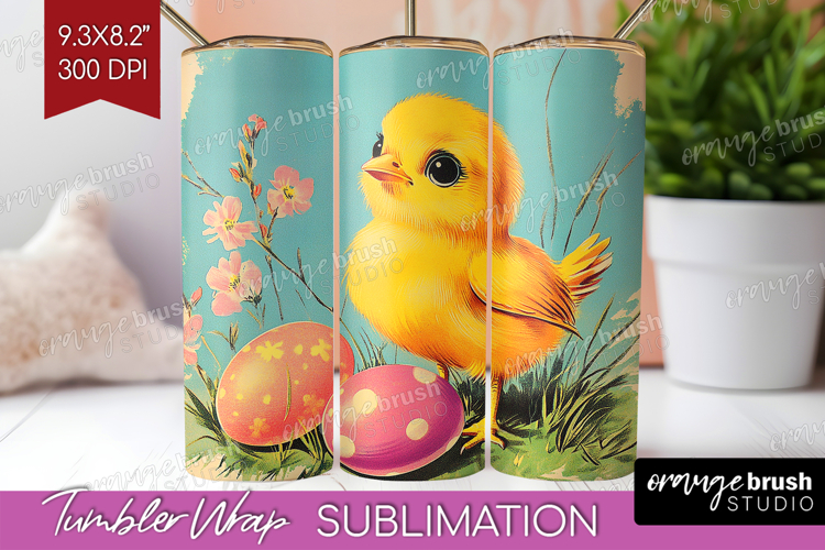 Retro Easter Tumbler Wrap - Easter Tumbler PNG Sublimation