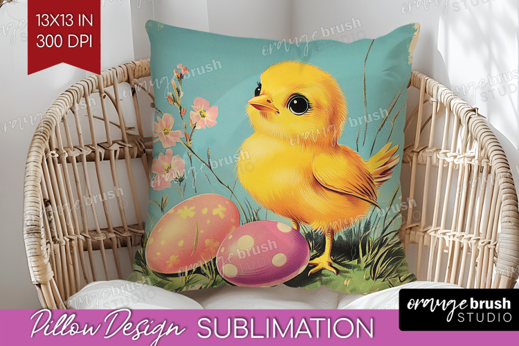 Retro Easter Pillow Sublimation - Easter Pillow Cover PNG