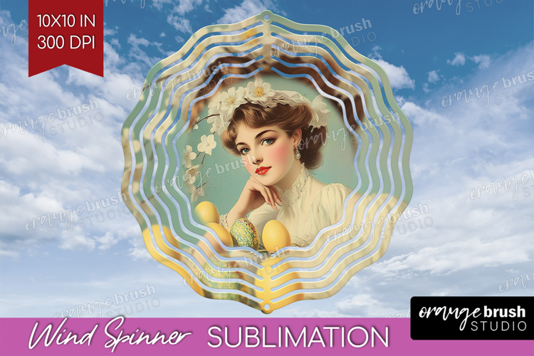 Retro Easter Wind Spinner Sublimation PNG - Easter Round