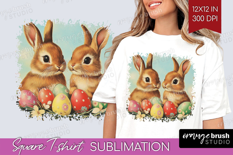 Retro Easter Square Tshirt Background - Easter PNG