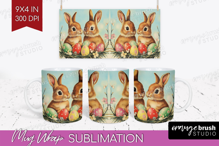 Retro Easter Mug Wrap - Easter Mug PNG Sublimation