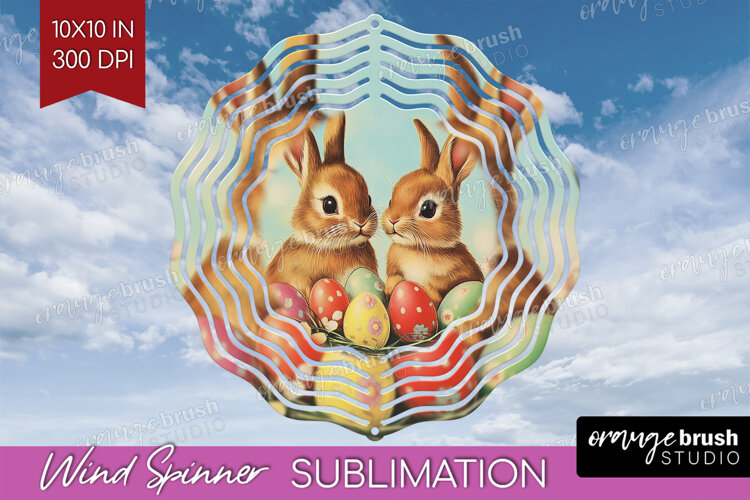 Retro Easter Wind Spinner Sublimation PNG - Easter Round example image 1