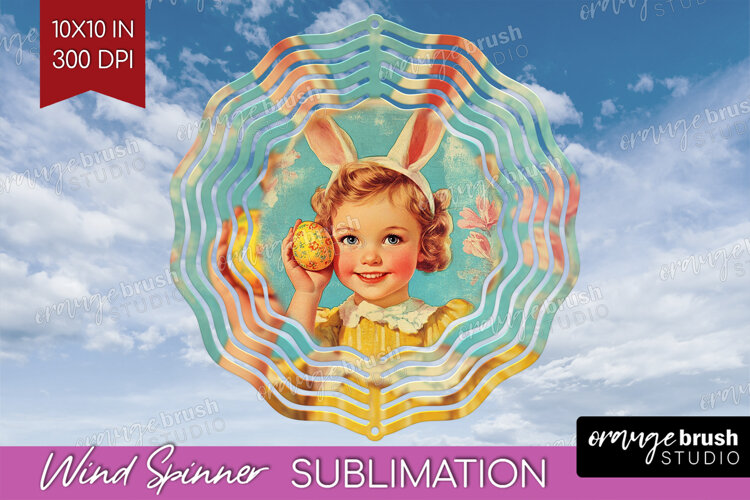 Retro Easter Wind Spinner Sublimation PNG - Easter Round example image 1