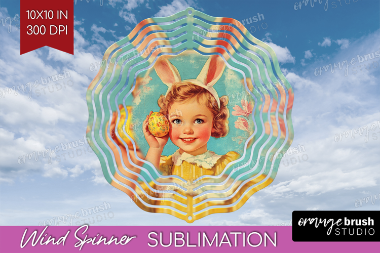 Retro Easter Wind Spinner Sublimation PNG - Easter Round