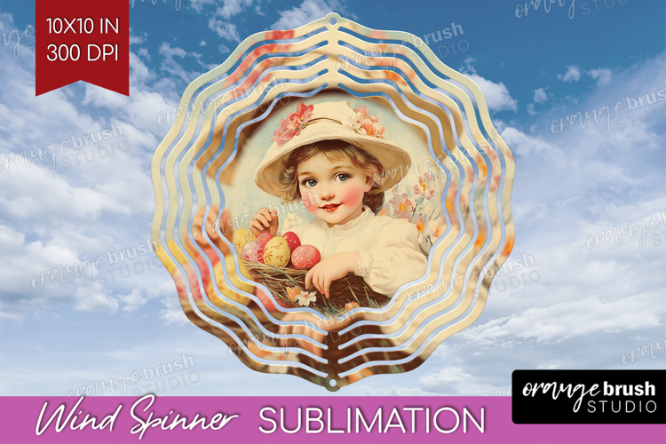Retro Easter Wind Spinner Sublimation PNG - Easter Round