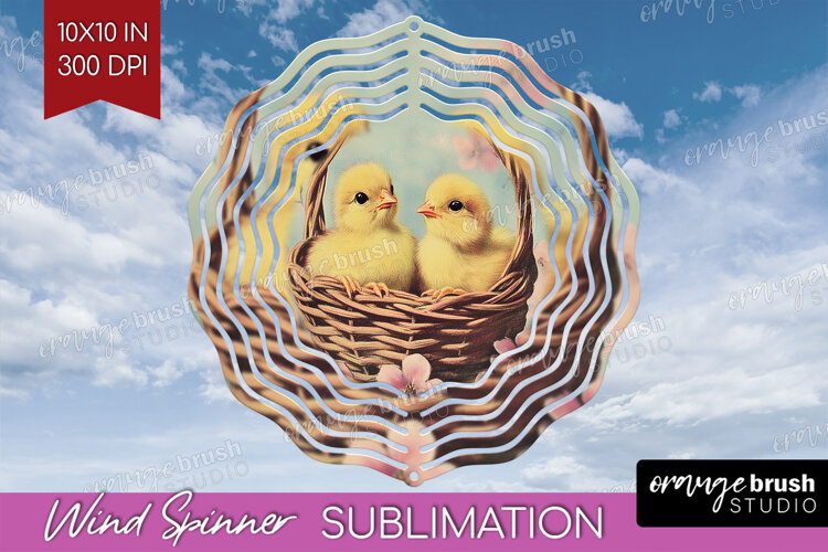 Retro Easter Wind Spinner Sublimation PNG - Easter Round example image 1
