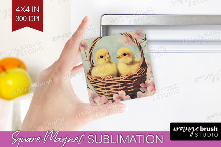 Retro Easter Magnet Sublimation - Easter Square Magnet PNG