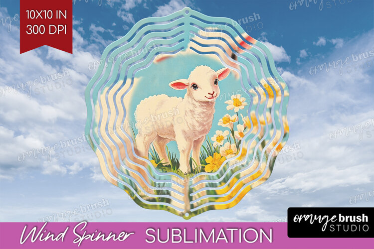 Retro Easter Wind Spinner Sublimation PNG - Easter Round example image 1