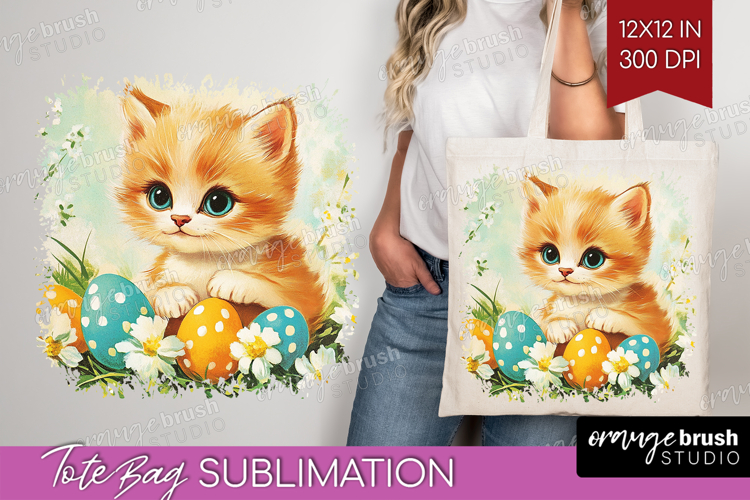 Retro Easter Tote Bag - Easter Tote Bag PNG Sublimation