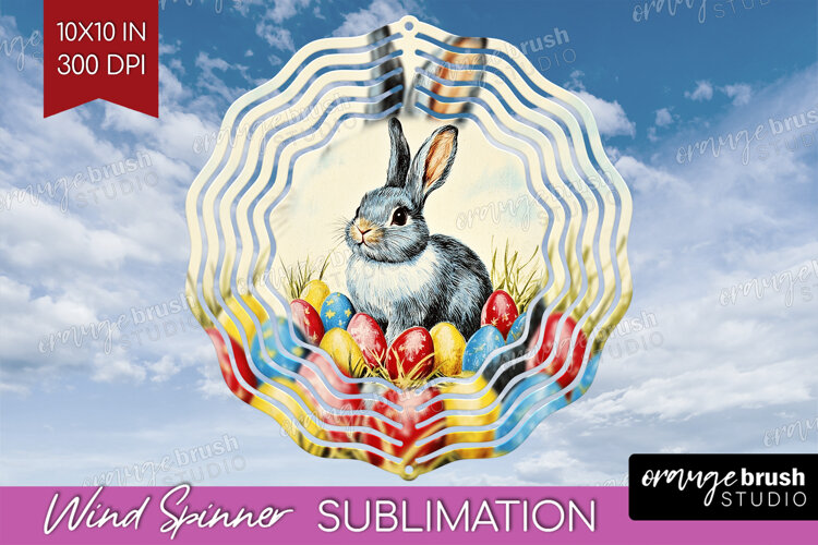 Retro Easter Wind Spinner Sublimation PNG - Easter Round example image 1