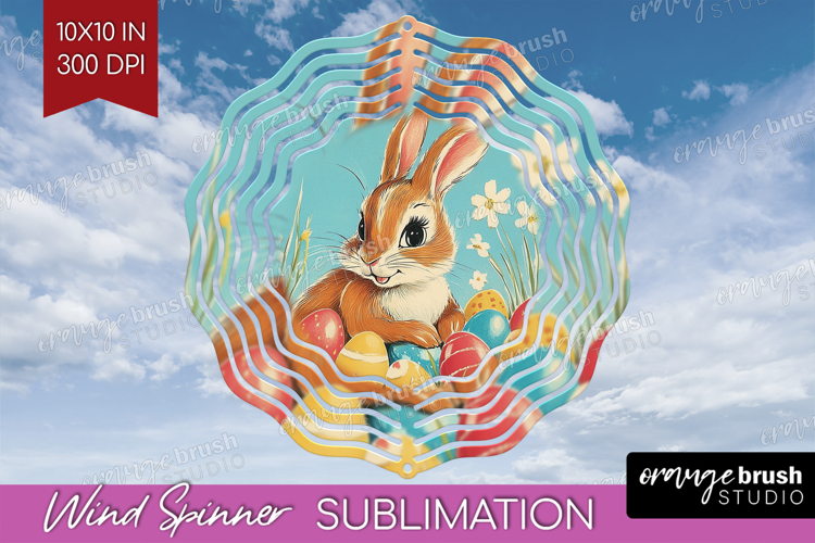 Retro Easter Wind Spinner Sublimation PNG - Easter Round