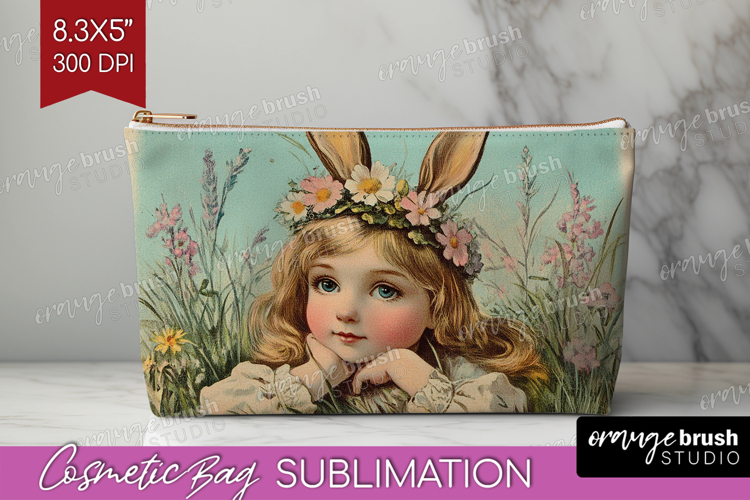 Retro Easter Cosmetic Bag - Easter Makeup Bag PNG