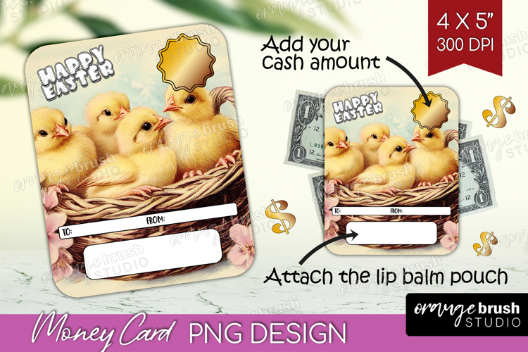 Happy Easter Money Card PNG - Retro Easter Money Card Holder