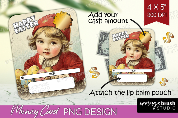 Happy Easter Money Card PNG - Retro Easter Money Card Holder