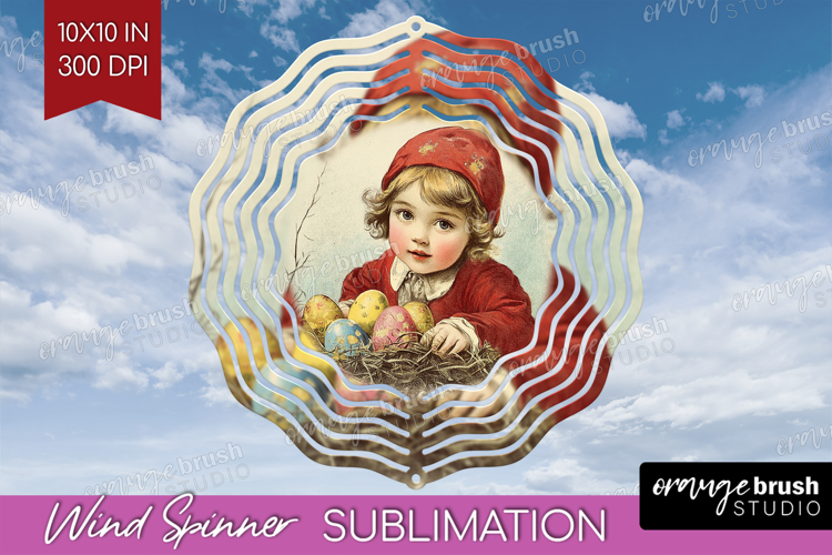 Retro Easter Wind Spinner Sublimation PNG - Easter Round