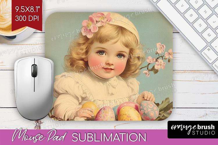Retro Easter Mouse Pad Sublimation - Easter Mousepad PNG