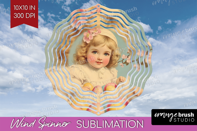 Retro Easter Wind Spinner Sublimation PNG - Easter Round