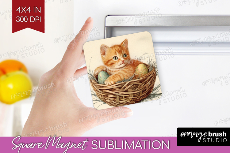 Retro Easter Magnet Sublimation - Easter Square Magnet PNG