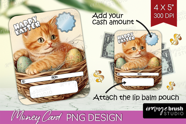 Happy Easter Money Card PNG - Retro Easter Money Card Holder