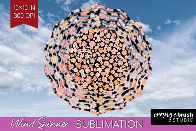 Retro Flowers Wind Spinner Sublimation PNG - Floral Round