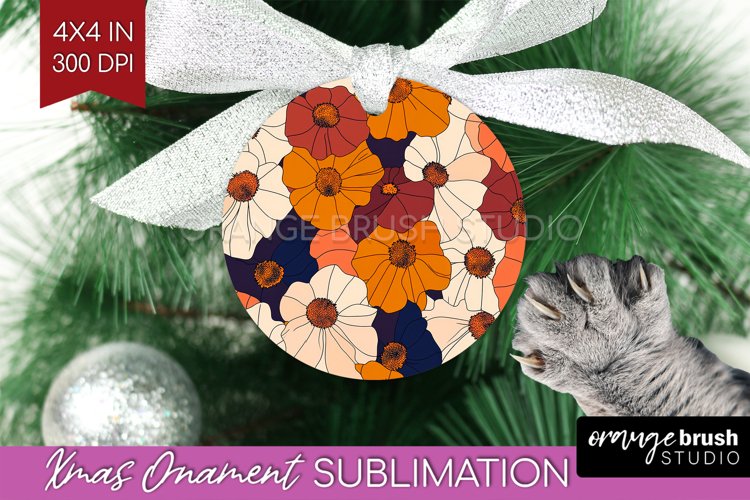Retro Flowers Ornament PNG - Floral PNG Sublimation