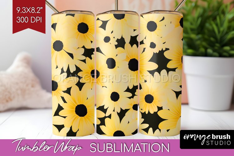 Retro Flowers Tumbler Wrap - Floral Tumbler PNG Sublimation