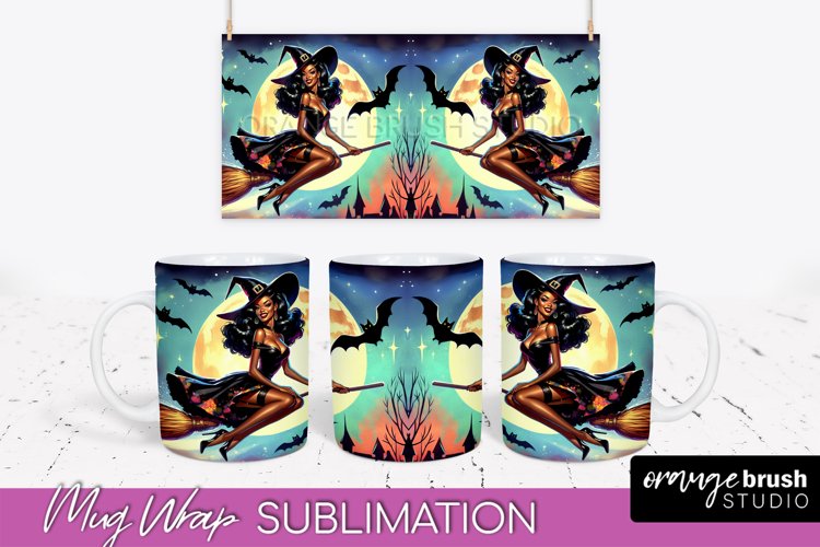 Halloween Witch Mug Wrap - Retro Halloween Mug Sublimation