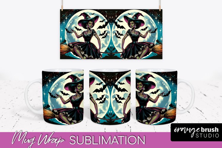 Halloween Witch Mug Wrap - Retro Halloween Mug Sublimation