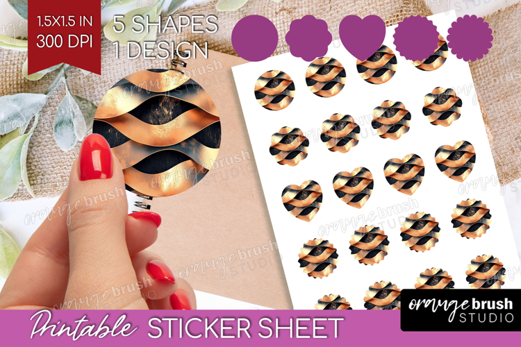 Rose Gold Round Sticker - Metallic Rose Printable Sticker