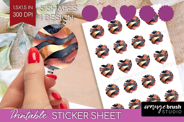 Rose Gold Round Sticker - Metallic Rose Printable Sticker