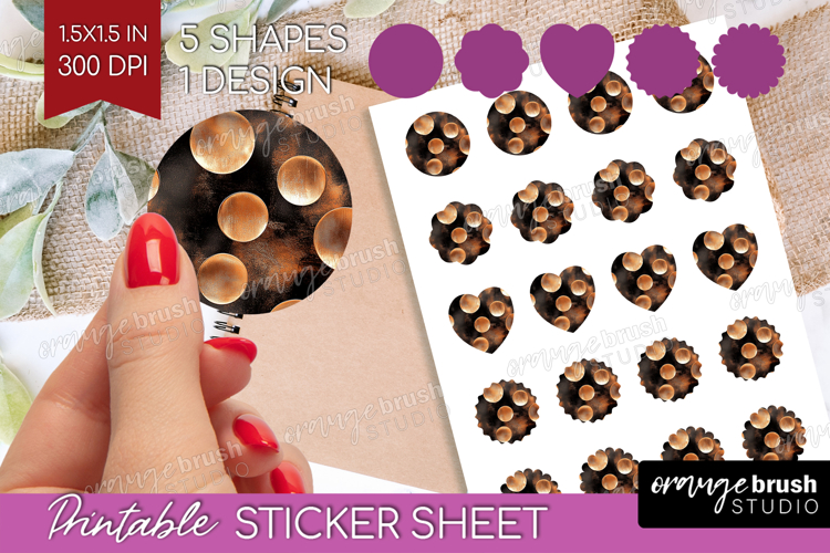 Rose Gold Round Sticker - Metallic Rose Printable Sticker