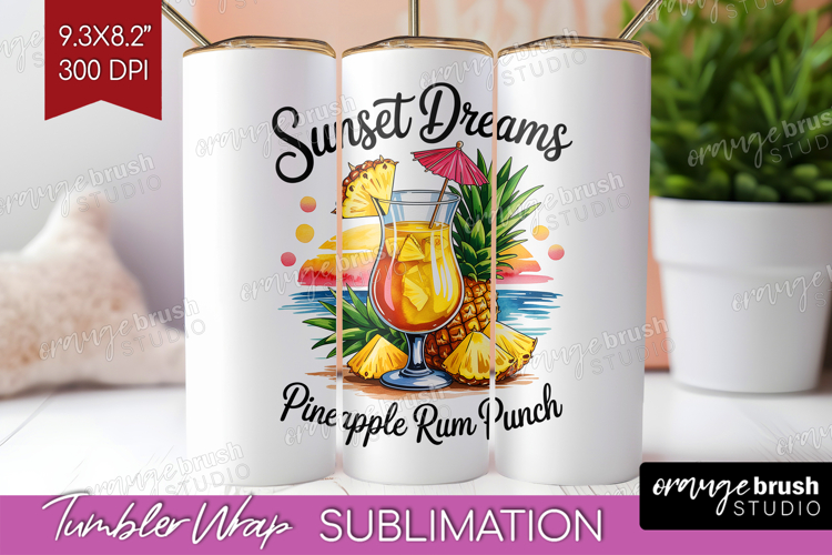 Rum Punch Cocktail Tumbler Wrap Summer Drink Tumbler PNG