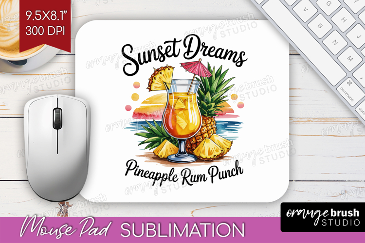 Rum Punch Cocktail Mouse Pad Sublimation Summer Drink PNG