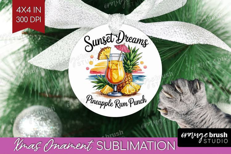 Rum Punch Cocktail Ornament PNG Summer Drink PNG Sublimation