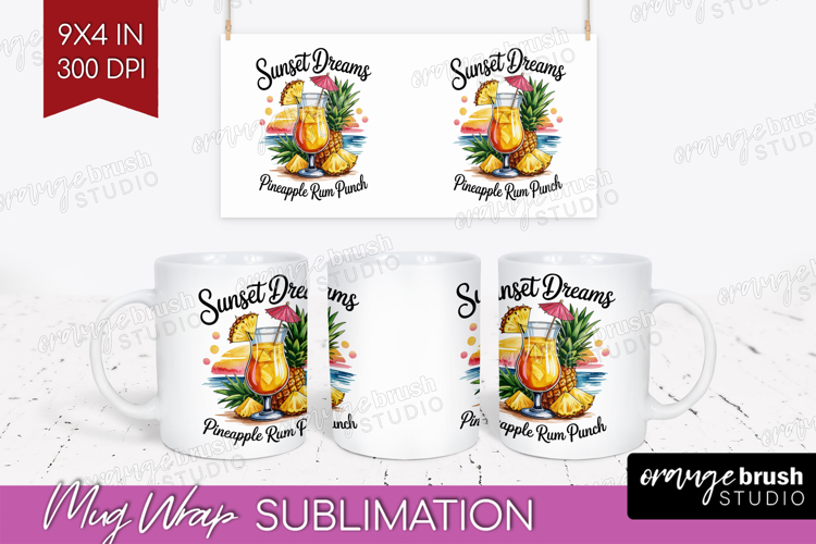 Rum Punch Cocktail Mug Wrap Summer Drink Mug PNG Sublimation