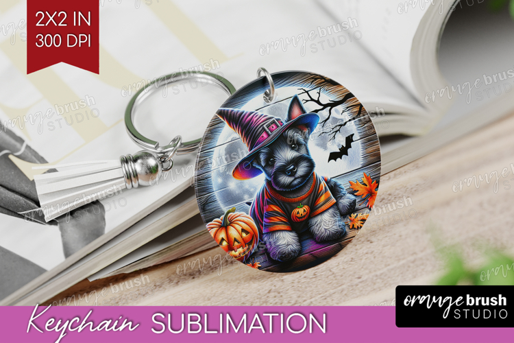Scottish Terrier Dog Keychain PNG Halloween Keychain