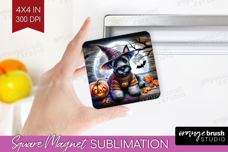 Scottish Terrier Dog Magnet Sublimation Halloween Square PNG